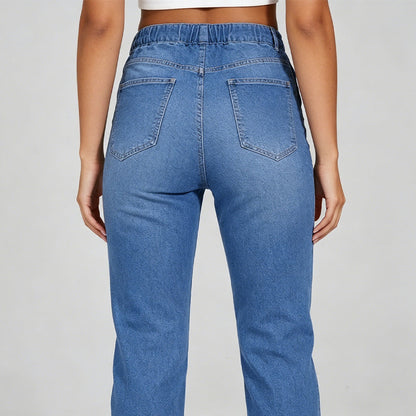 ✨Calças jogger jeans casuais femininas com cordão