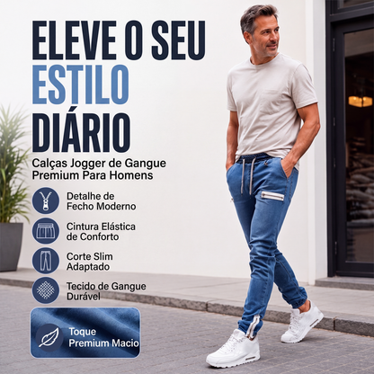 ✨Calças jeans jogger masculinas de corte slim com cintura elástica