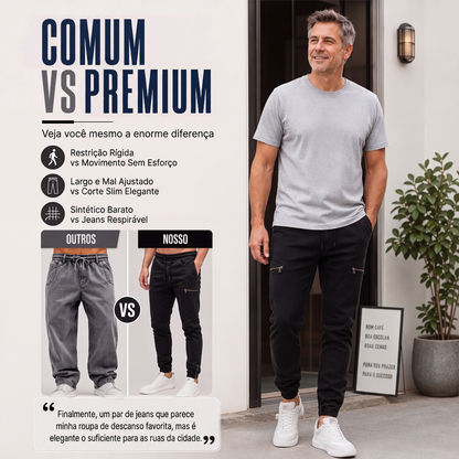 ✨Calças jeans jogger masculinas de corte slim com cintura elástica
