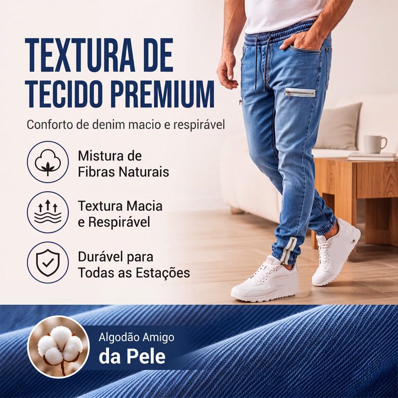 ✨Calças jeans jogger masculinas de corte slim com cintura elástica