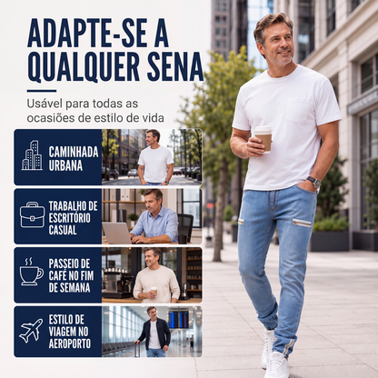 ✨Calças jeans jogger masculinas de corte slim com cintura elástica