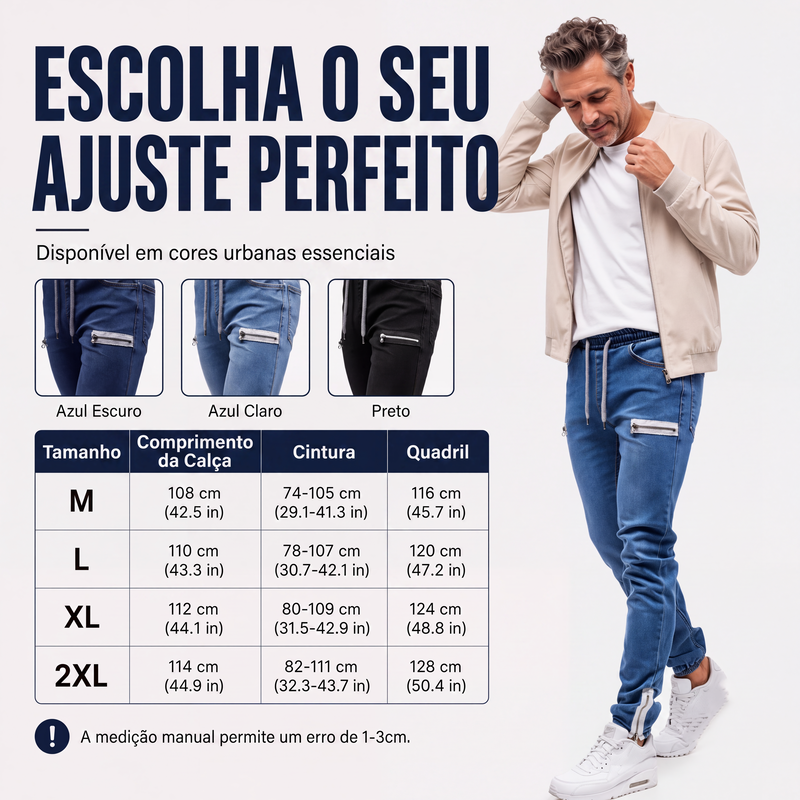 ✨Calças jeans jogger masculinas de corte slim com cintura elástica