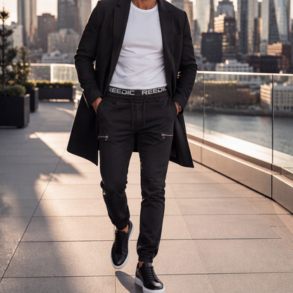 ✨Calças jeans jogger masculinas de corte slim com cintura elástica