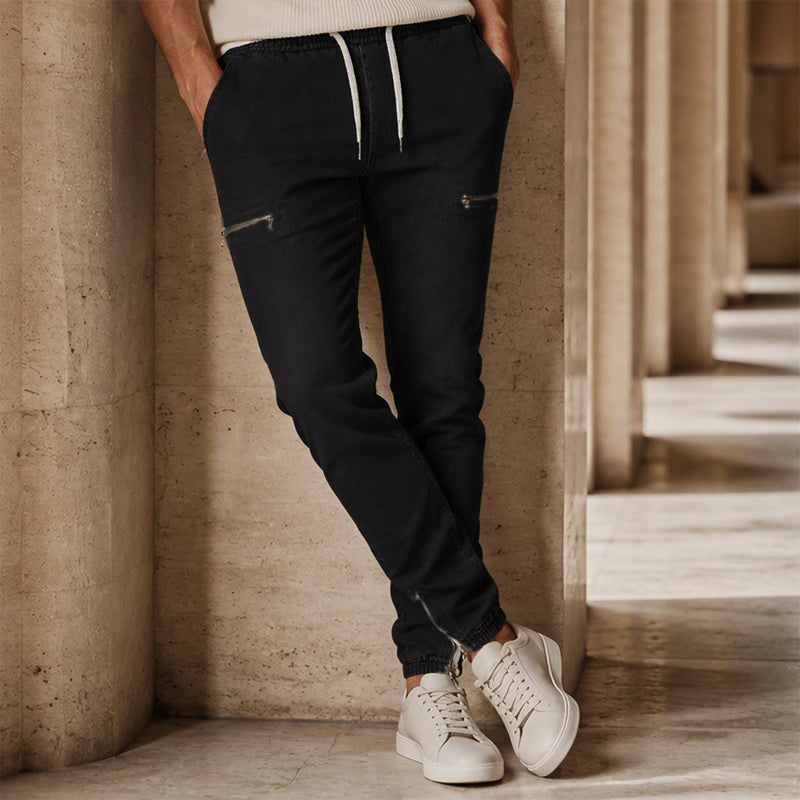 ✨Calças jeans jogger masculinas de corte slim com cintura elástica