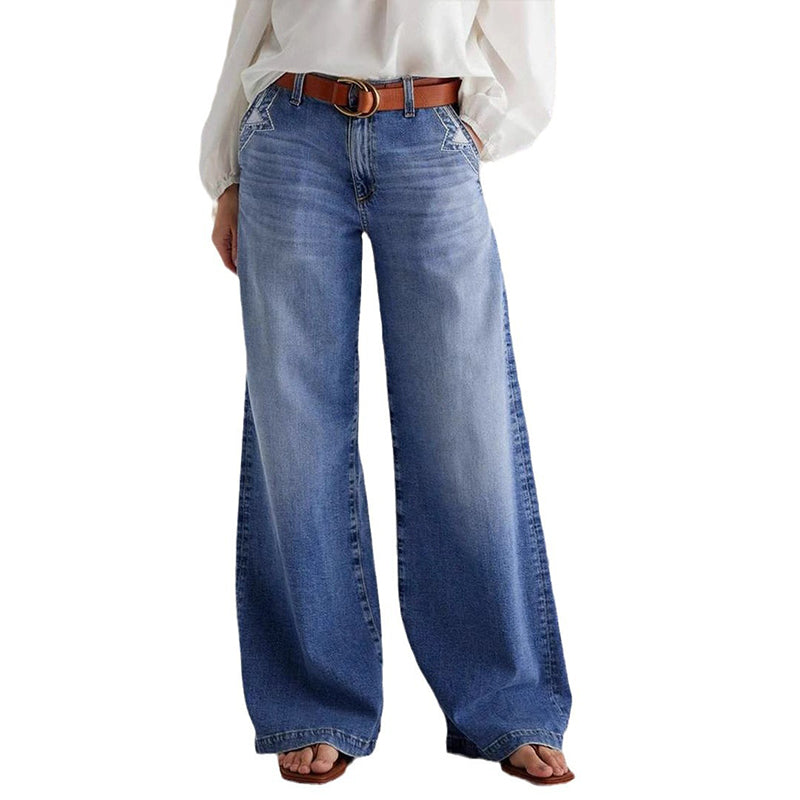 ✨Calças jeans femininas vintage de cintura alta e perna larga