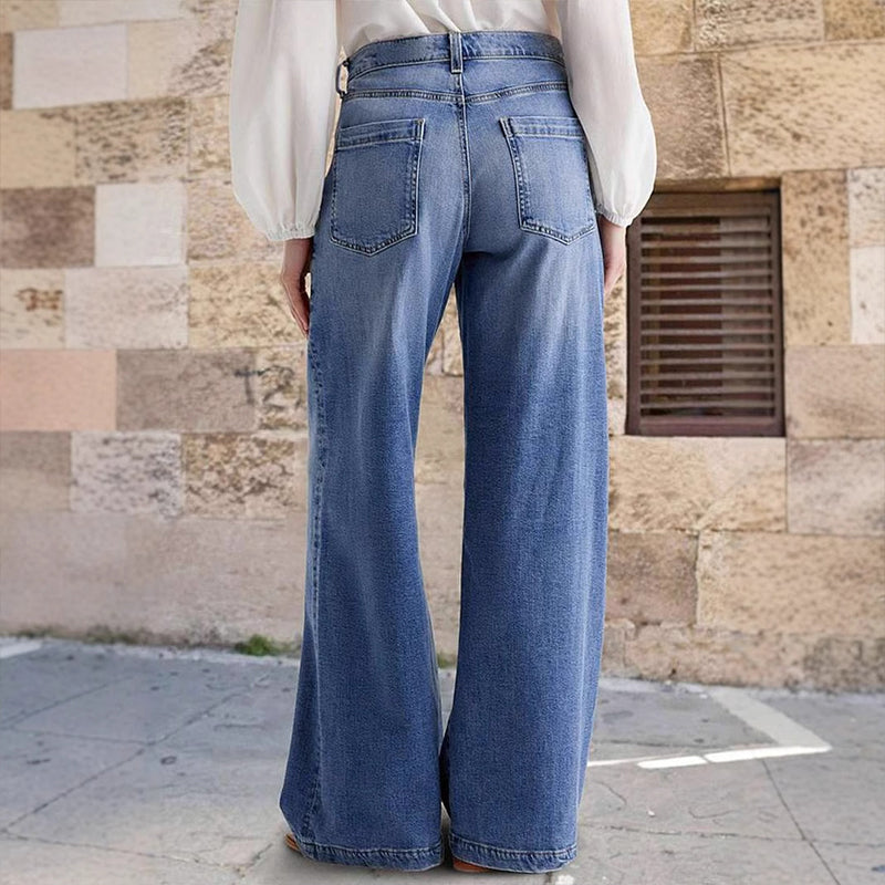 ✨Calças jeans femininas vintage de cintura alta e perna larga