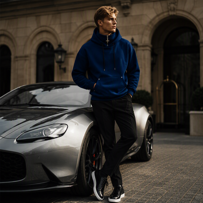 ✨Moletom com capuz masculino de gola alta, corte solto e estilo casual