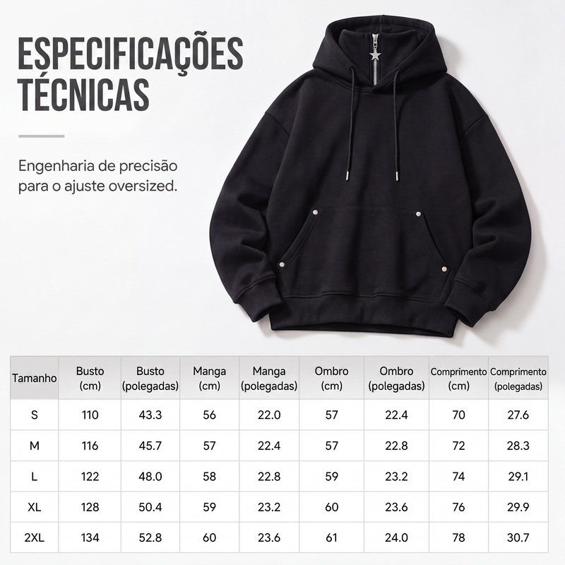 ✨Moletom com capuz masculino de gola alta, corte solto e estilo casual