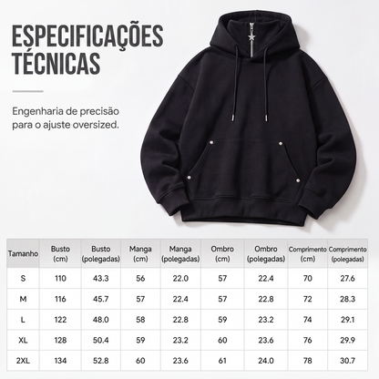 ✨Moletom com capuz masculino de gola alta, corte solto e estilo casual