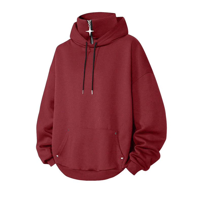 ✨Moletom com capuz masculino de gola alta, corte solto e estilo casual