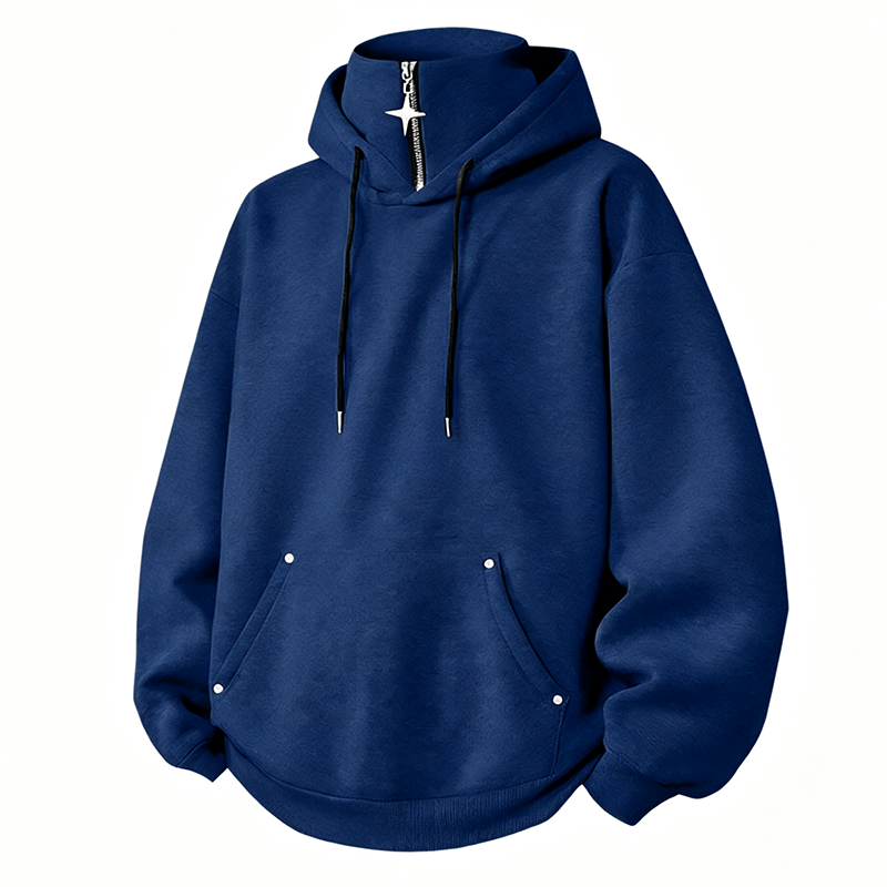 ✨Moletom com capuz masculino de gola alta, corte solto e estilo casual
