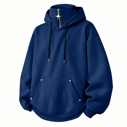 ✨Moletom com capuz masculino de gola alta, corte solto e estilo casual