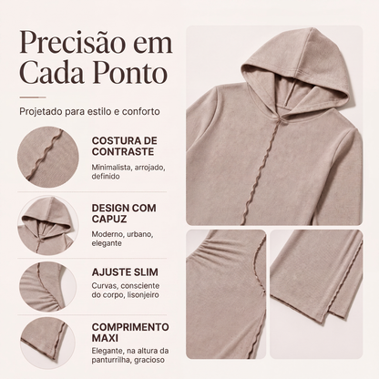 ✨👗Vestido longo feminino com capuz, corte slim