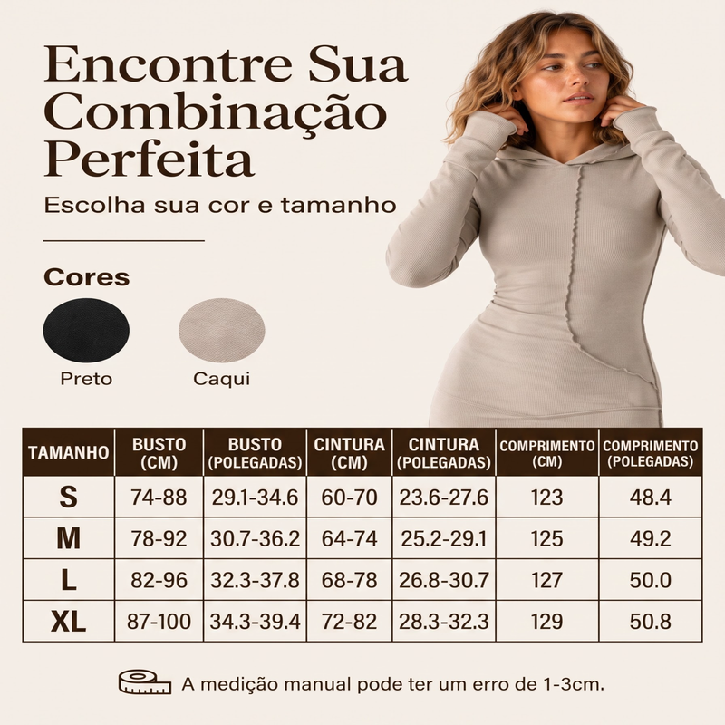 ✨👗Vestido longo feminino com capuz, corte slim