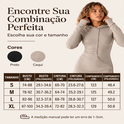 ✨👗Vestido longo feminino com capuz, corte slim