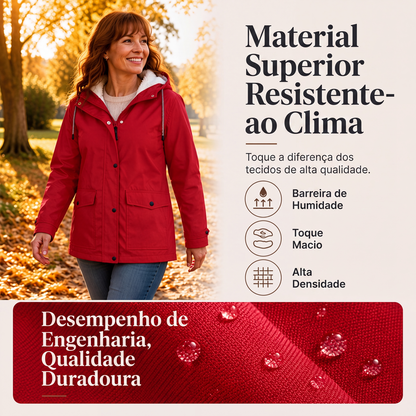 ✨👚Jaqueta feminina com capuz, forro de pelúcia e resistente ao vento