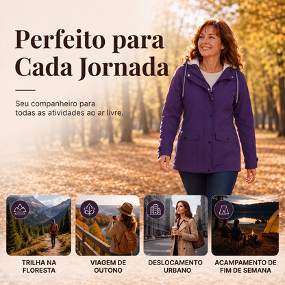 ✨👚Jaqueta feminina com capuz, forro de pelúcia e resistente ao vento