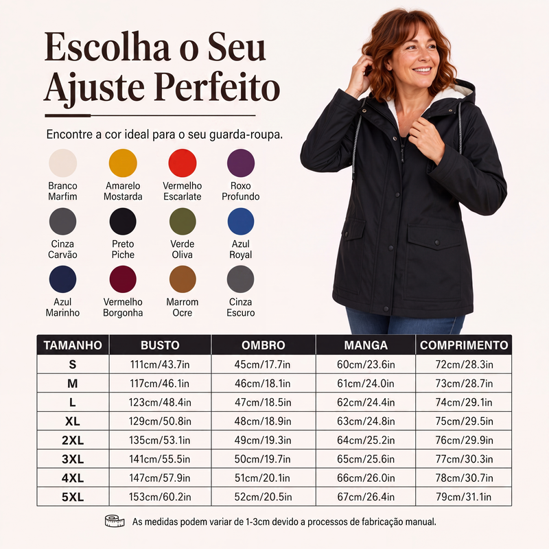 ✨👚Jaqueta feminina com capuz, forro de pelúcia e resistente ao vento