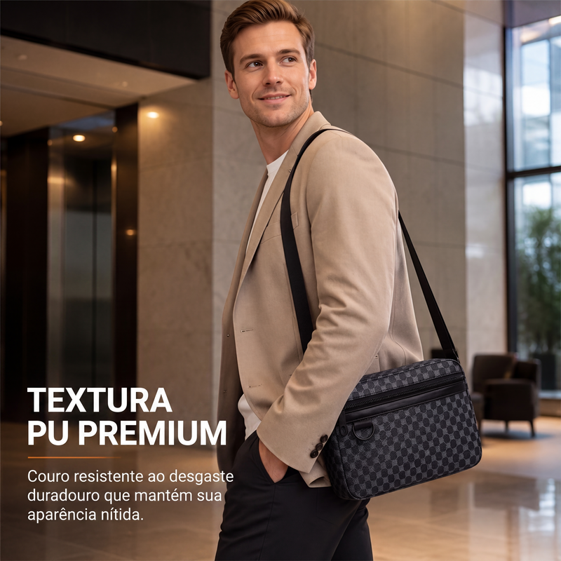 ✨Bolsa transversal quadrada de couro PU para homens