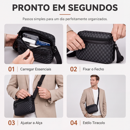 ✨Bolsa transversal quadrada de couro PU para homens