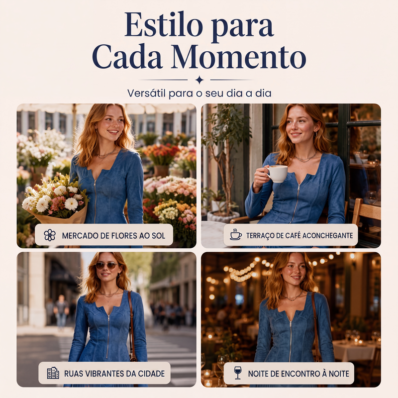 ✨👗Vestido de franja com meio zíper e corte justo para mulher