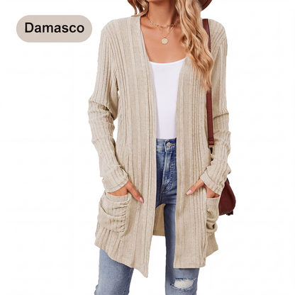 ✨👚Casaco de malha casual feminino de manga comprida com abertura frontal