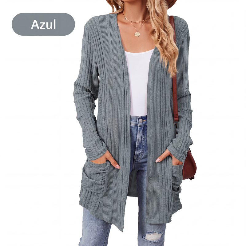 ✨👚Casaco de malha casual feminino de manga comprida com abertura frontal