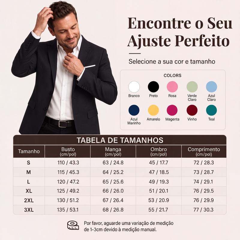 ✨Blazer masculino clássico de dois botões com corte slim