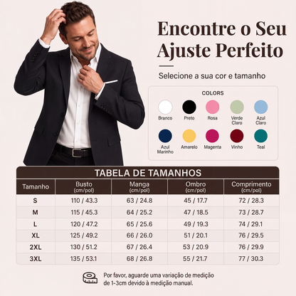 ✨Blazer masculino clássico de dois botões com corte slim