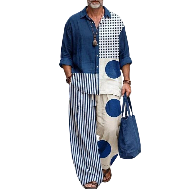 ✨Conjunto de 2 peças masculino retrô de corte solto