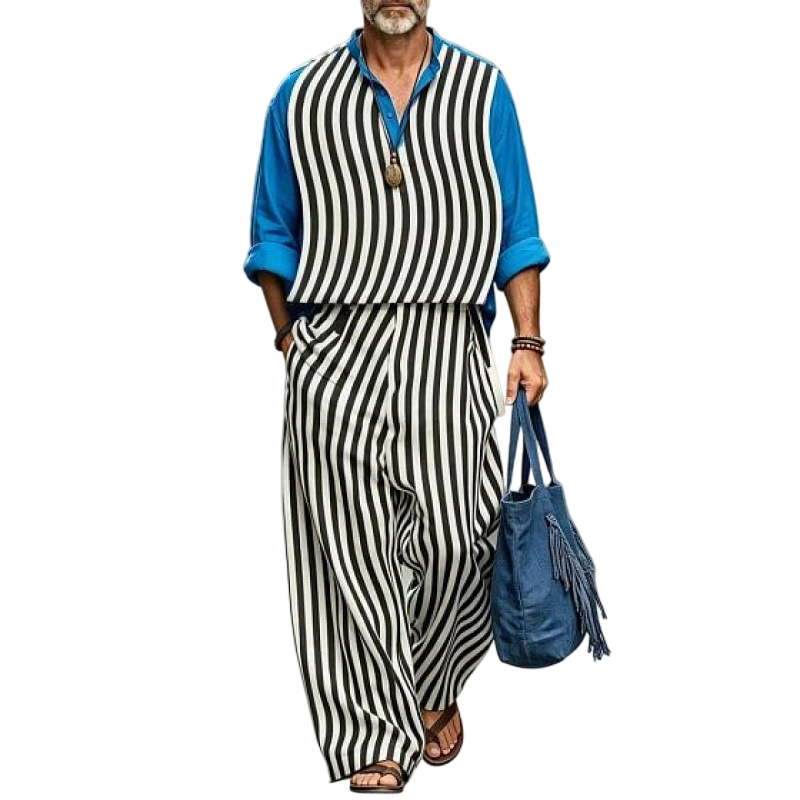 ✨Conjunto de 2 peças masculino retrô de corte solto