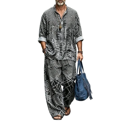 ✨Conjunto de 2 peças masculino retrô de corte solto