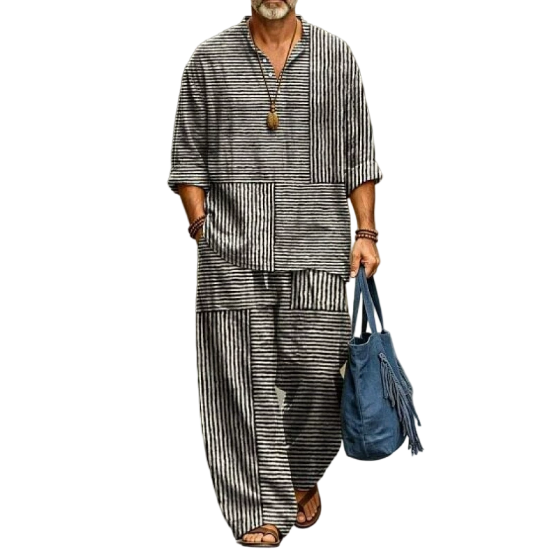 ✨Conjunto de 2 peças masculino retrô de corte solto