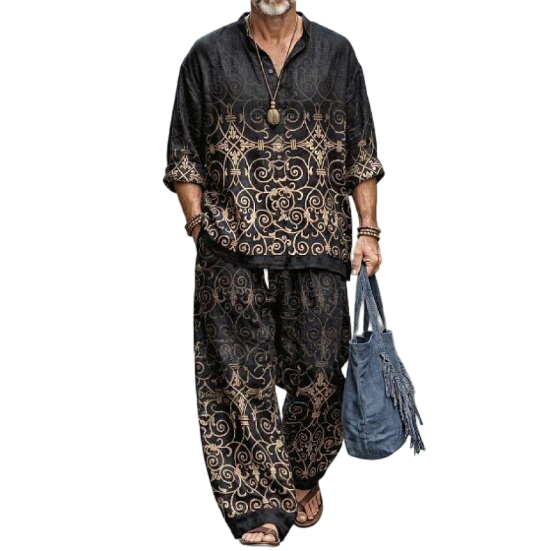 ✨Conjunto de 2 peças masculino retrô de corte solto