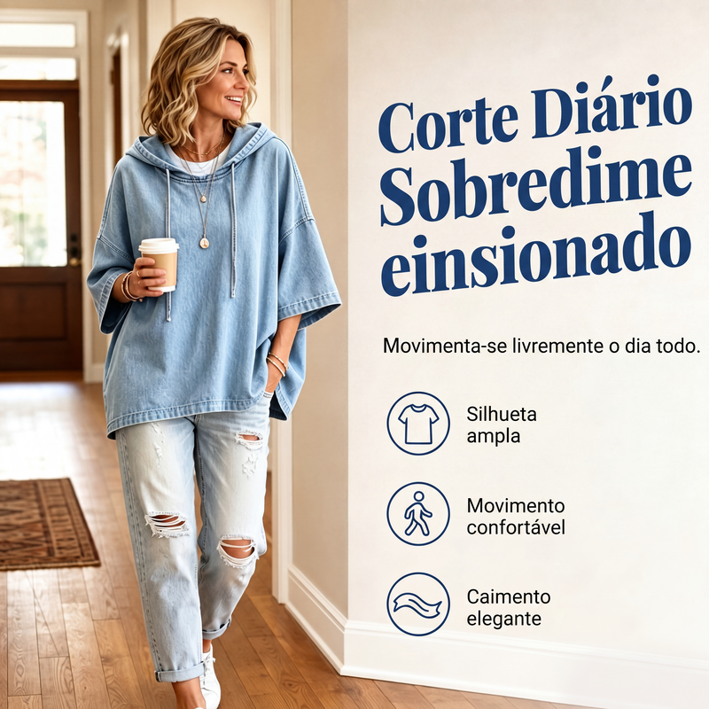 🍂 Moletom jeans casual feminino solto – Conforto relaxado e estilo outono sem esforço
