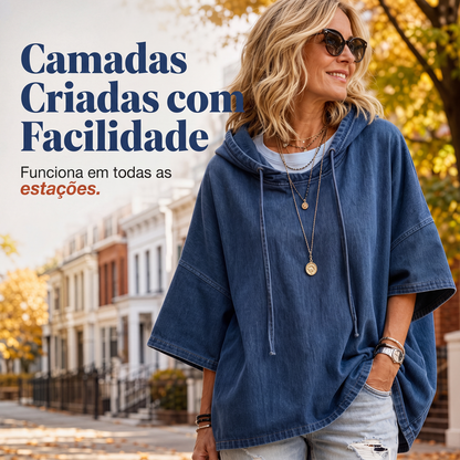 🍂 Moletom jeans casual feminino solto – Conforto relaxado e estilo outono sem esforço
