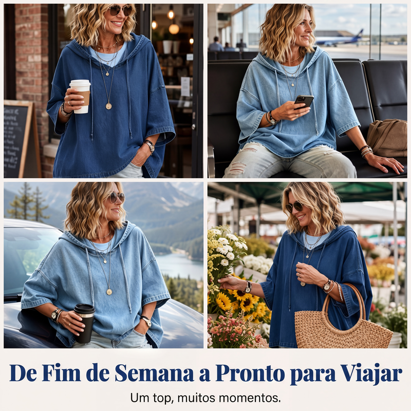 🍂 Moletom jeans casual feminino solto – Conforto relaxado e estilo outono sem esforço
