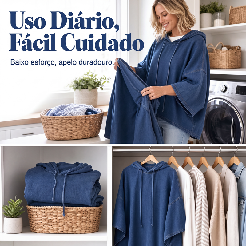 🍂 Moletom jeans casual feminino solto – Conforto relaxado e estilo outono sem esforço