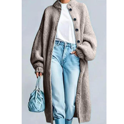 Casaco de Tricô Grosso Longo Feminino