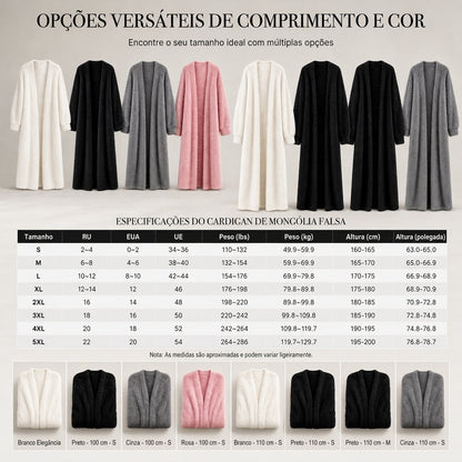 Cardigan de lã de pele de vison sintética feminina, casaco de tricô fofo e oversized para outono e inverno