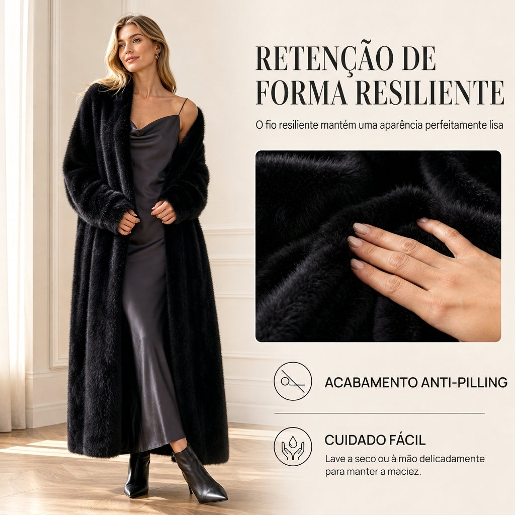 Cardigan de lã de pele de vison sintética feminina, casaco de tricô fofo e oversized para outono e inverno