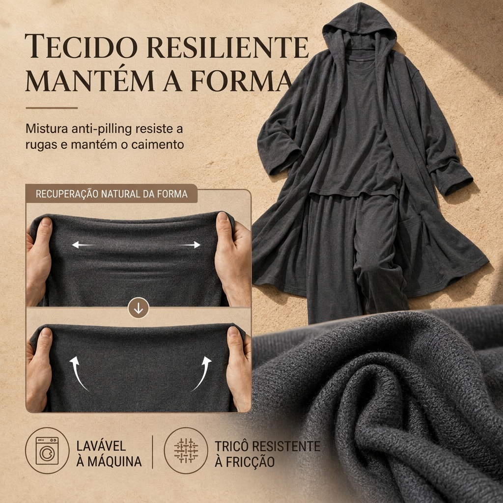 Conjunto de 3 Peças: Calça Longa, Blusa Base e Calças