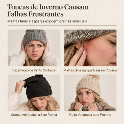 Gorro de Inverno Feminino de Pele Pelo de Vison Fofa com Orelhas de Urso, Capuz de Inverno Quente para Clima Frio