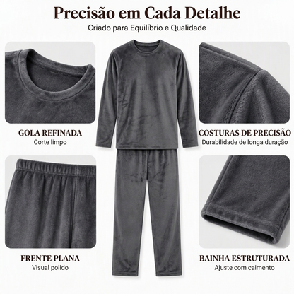 Conjunto de Pijama Térmico Aconchegante de Veludo para Homem