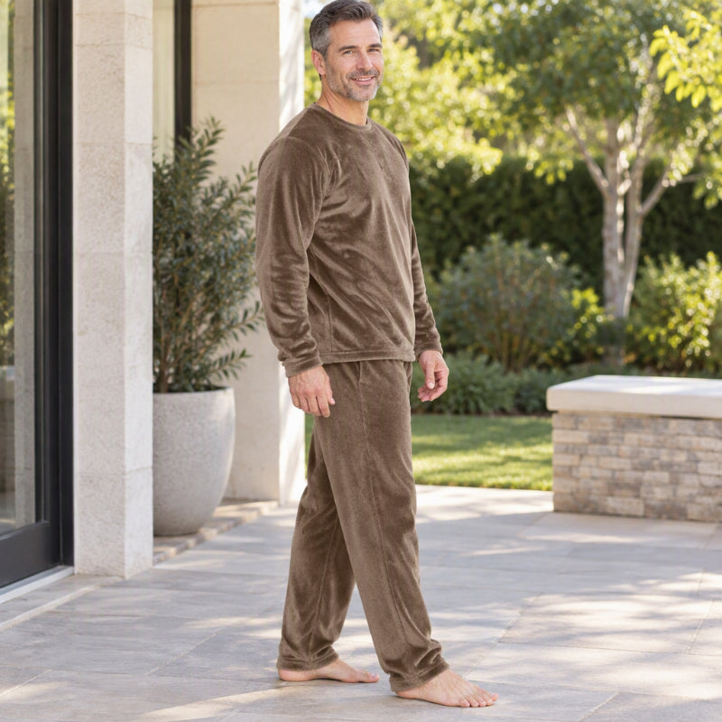 Conjunto de Pijama Térmico Aconchegante de Veludo para Homem
