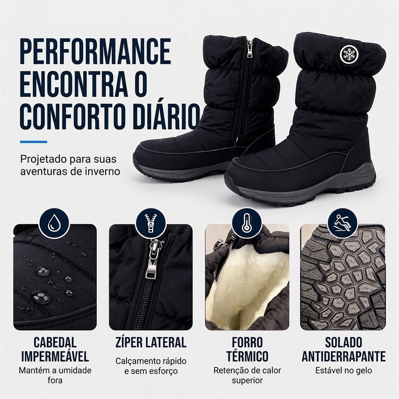 BOTAS DE NEVE ANTIDERRAPANTES DE INVERNO PARA MULHERES, ATÉ O MEIO DA PANTURRILHA