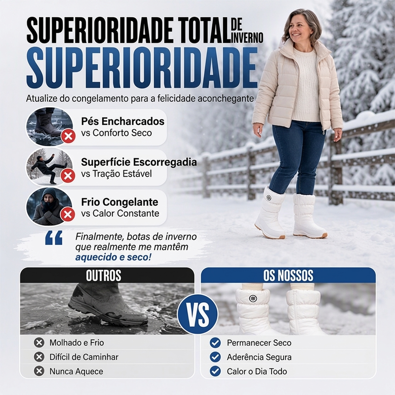 BOTAS DE NEVE ANTIDERRAPANTES DE INVERNO PARA MULHERES, ATÉ O MEIO DA PANTURRILHA