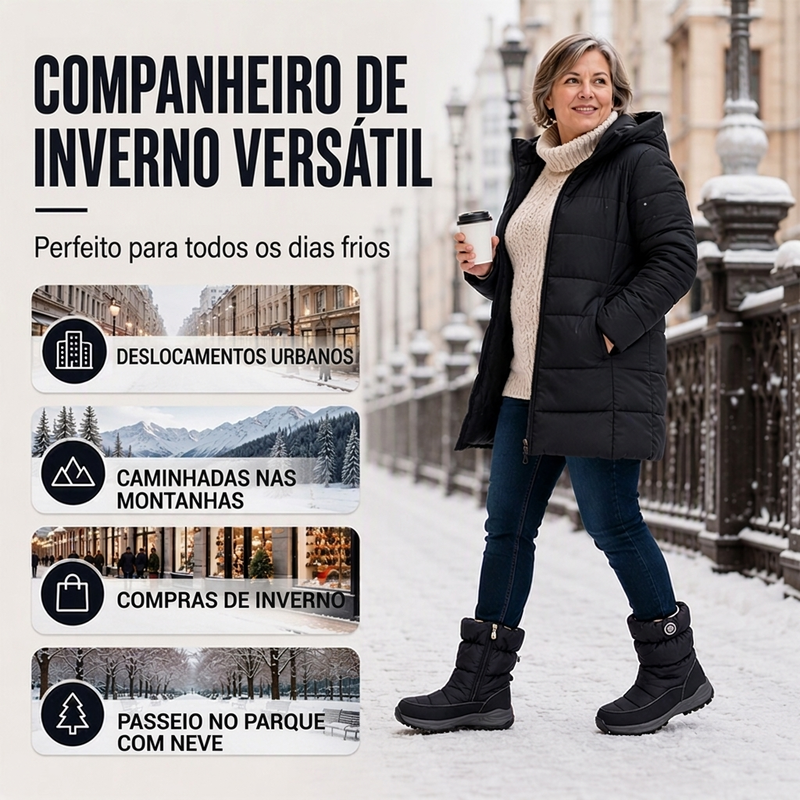 BOTAS DE NEVE ANTIDERRAPANTES DE INVERNO PARA MULHERES, ATÉ O MEIO DA PANTURRILHA