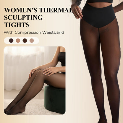 Calças justas térmicas modeladoras para mulher com cintura de compressão