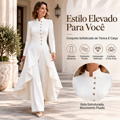 💖Oferta Incrível da Black Friday – 50% de desconto!💖💜Frete Grátis🖤Conjunto Feminino Elegante de Casaco Longo e Calças de Perna Larga